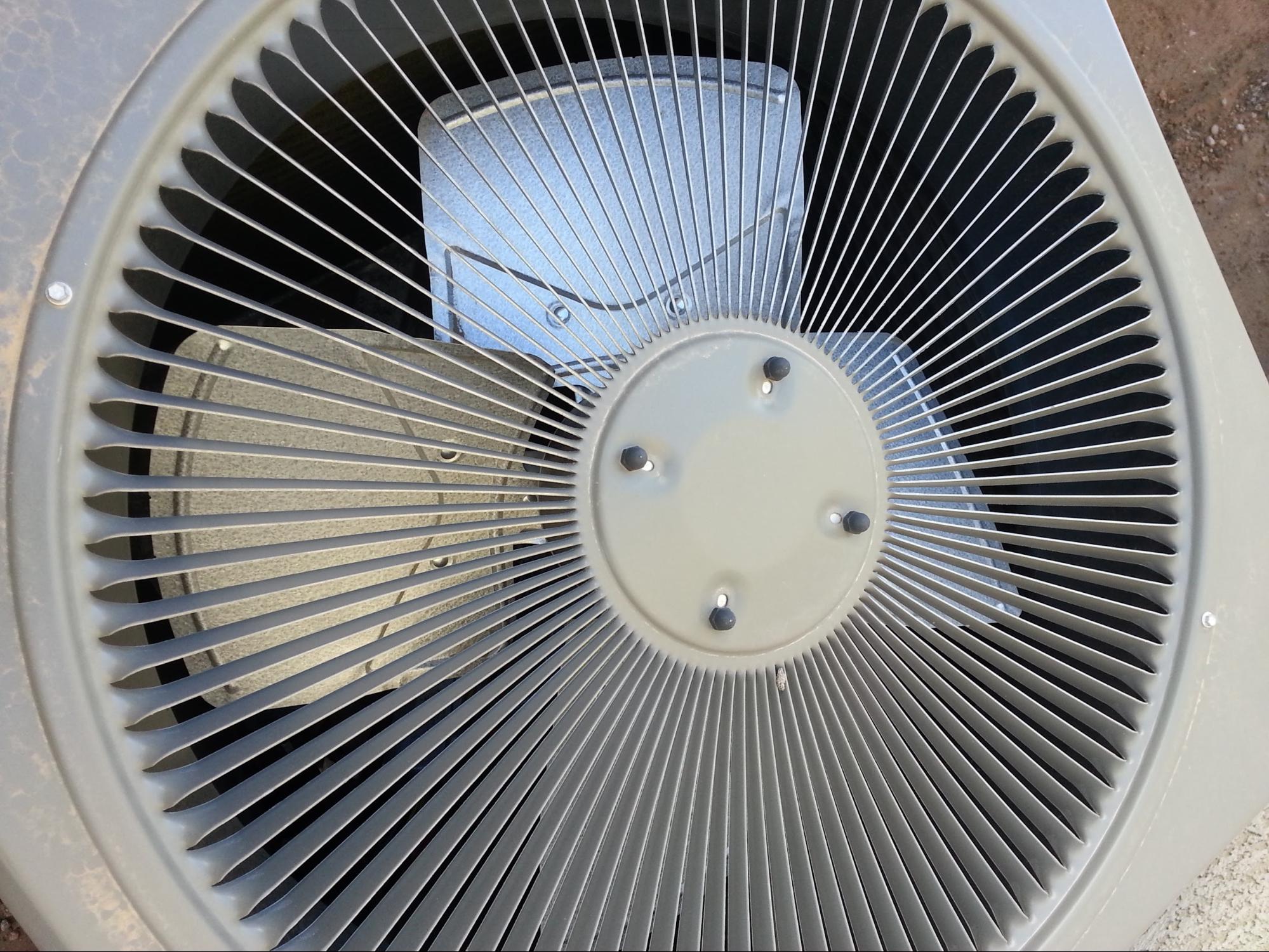 top down view of ac unit fan